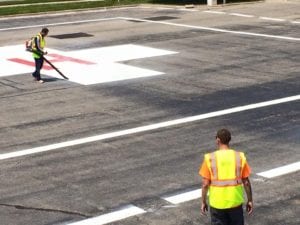 Helicopter marking by Advanced Pavement Marking