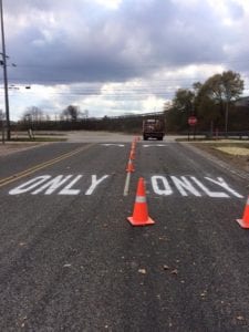 Turn lane marking by Advanced Pavement Marking